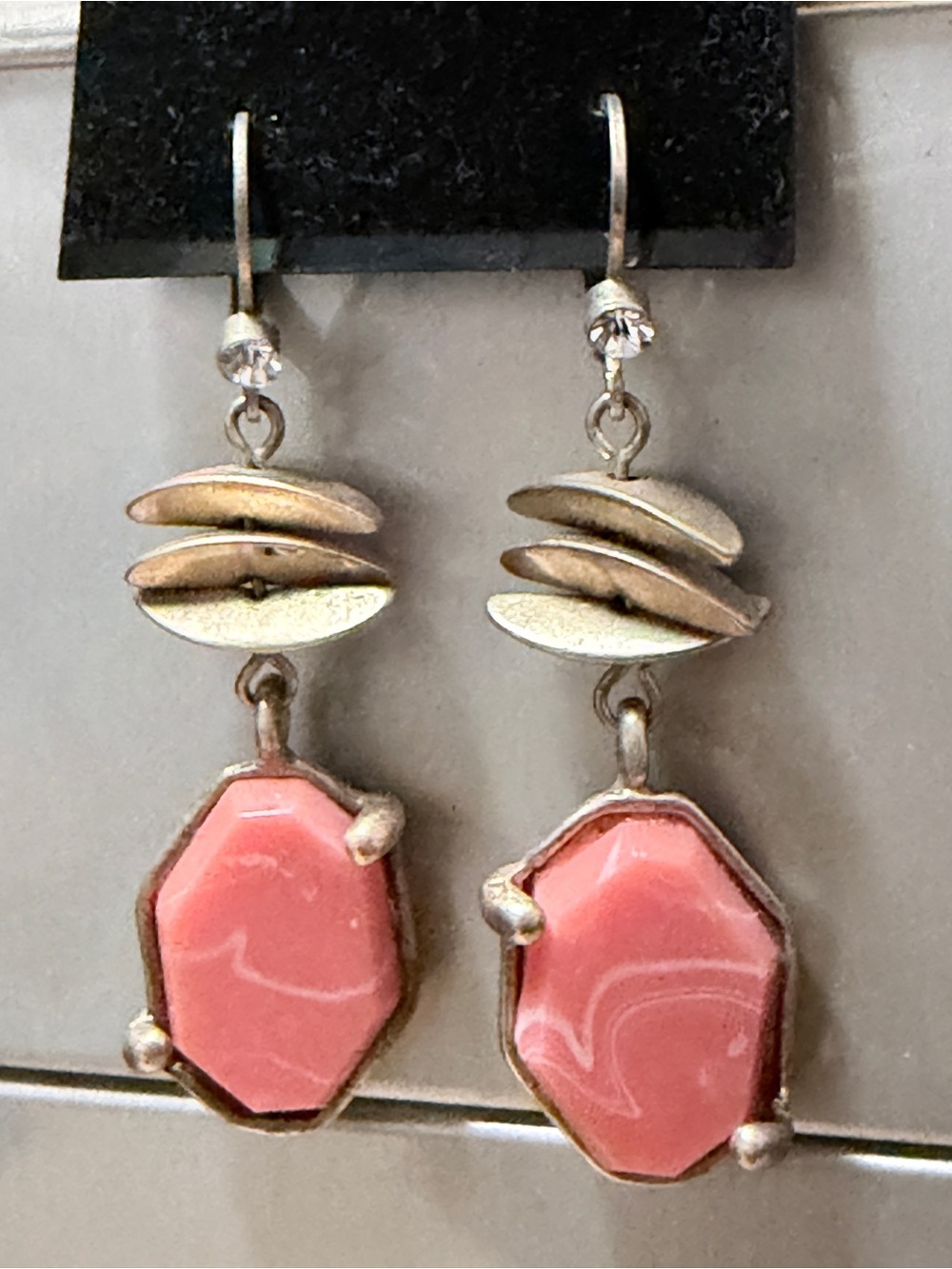 Kenneth Cole Coral Pink Drop Earrings with Gold-Tone Accents
